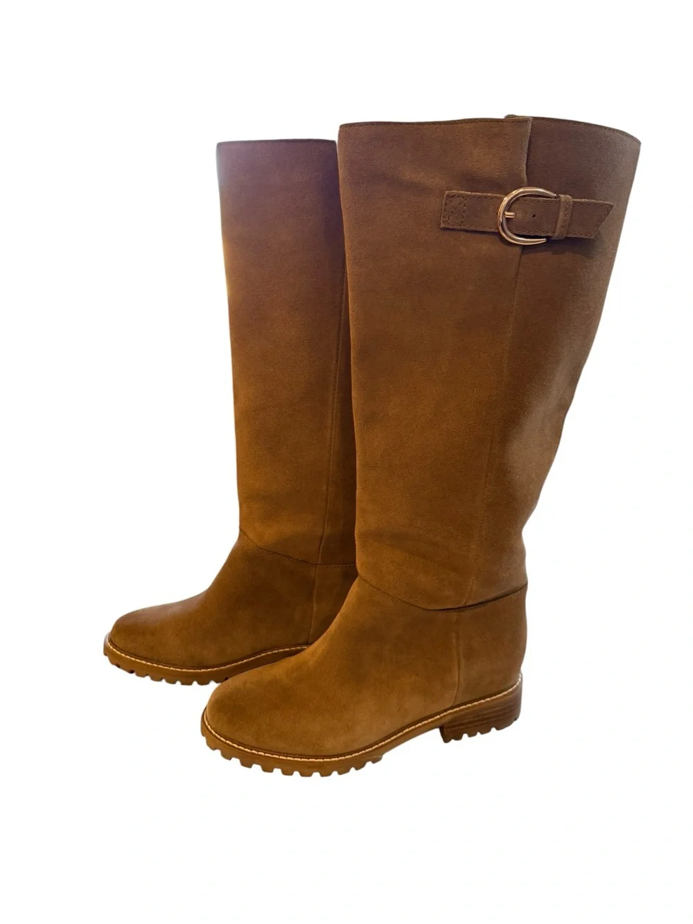 Steve Madden Leary Tan Suede Knee High Boots Size 8W Wide Calf
